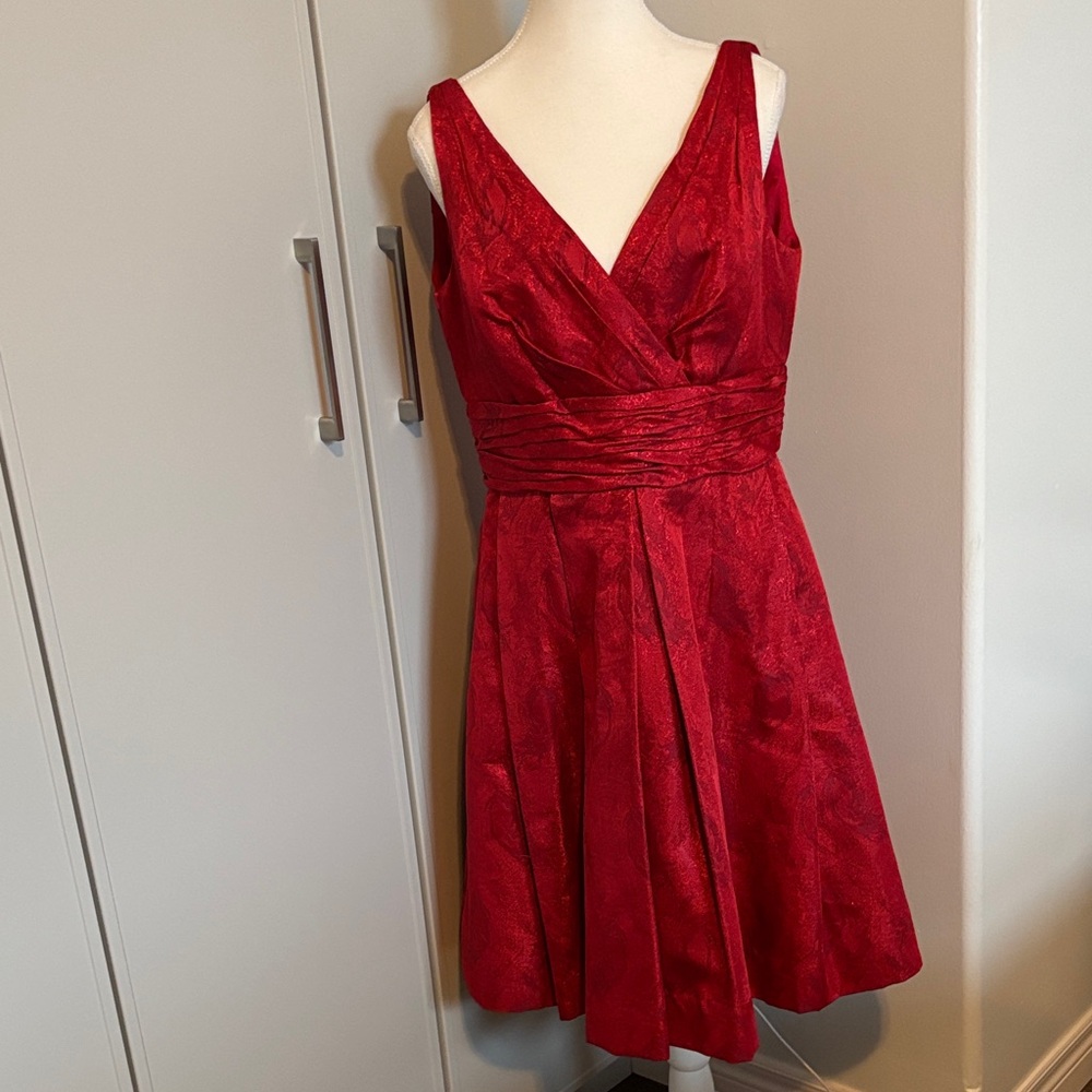 Theia Vivid Red Midi Dress